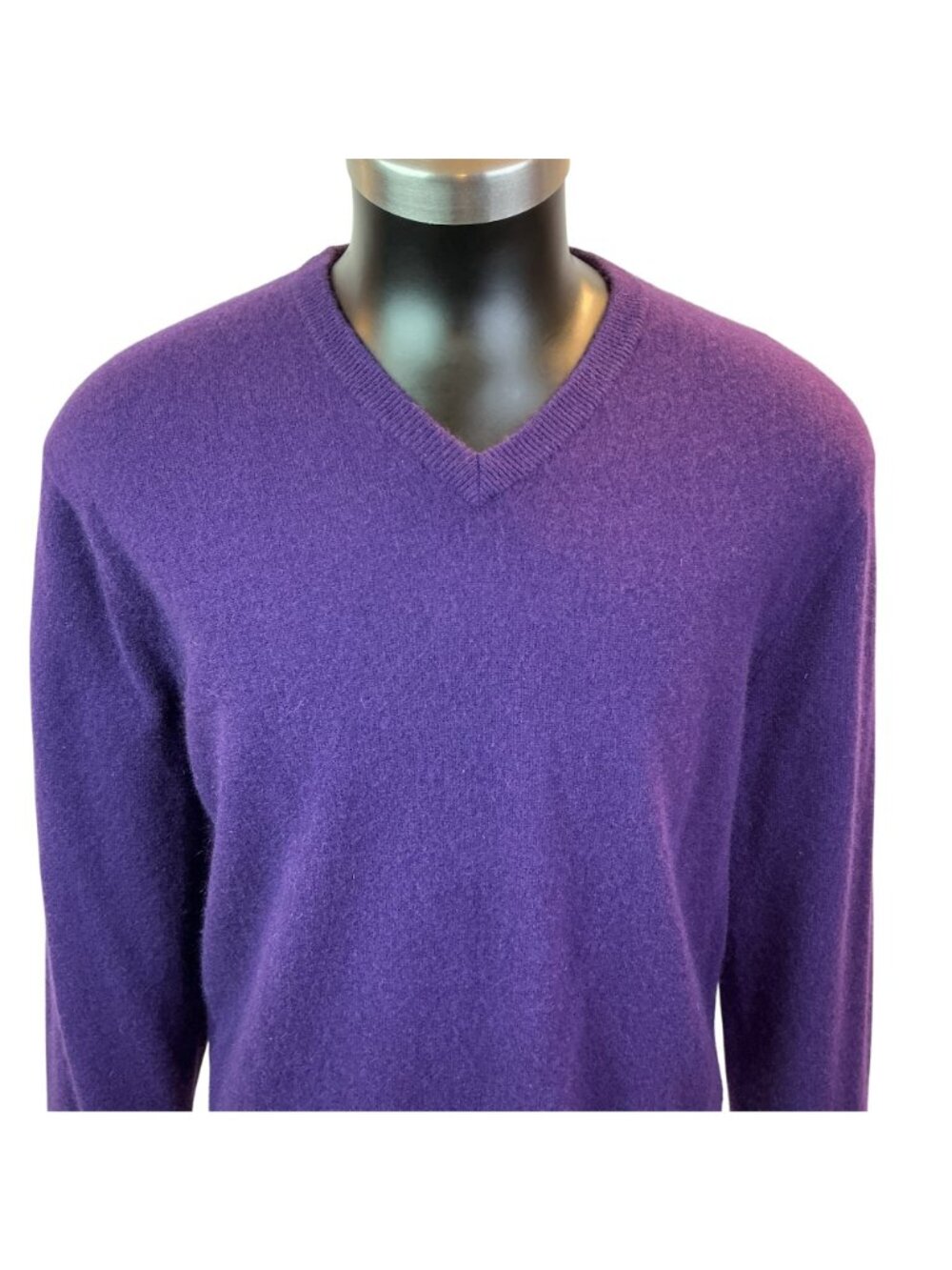 Club Room Estate 100% Cashmere Purple V-Neck Pullover Sweater Mens Large - Picture 4 of 10